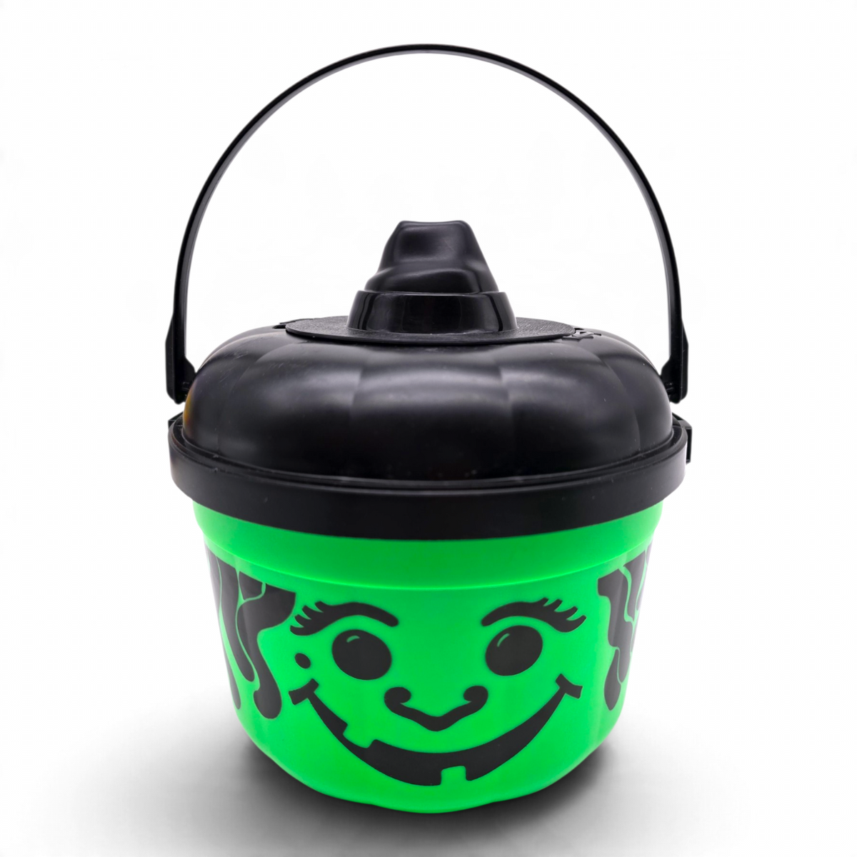 Cubeta McDonald's Happy Meal Vintage 💕 Pre-Loved Segunda Mano Boo Bucket / Pail Bruja Neón con Tapa Negra y Copete #47