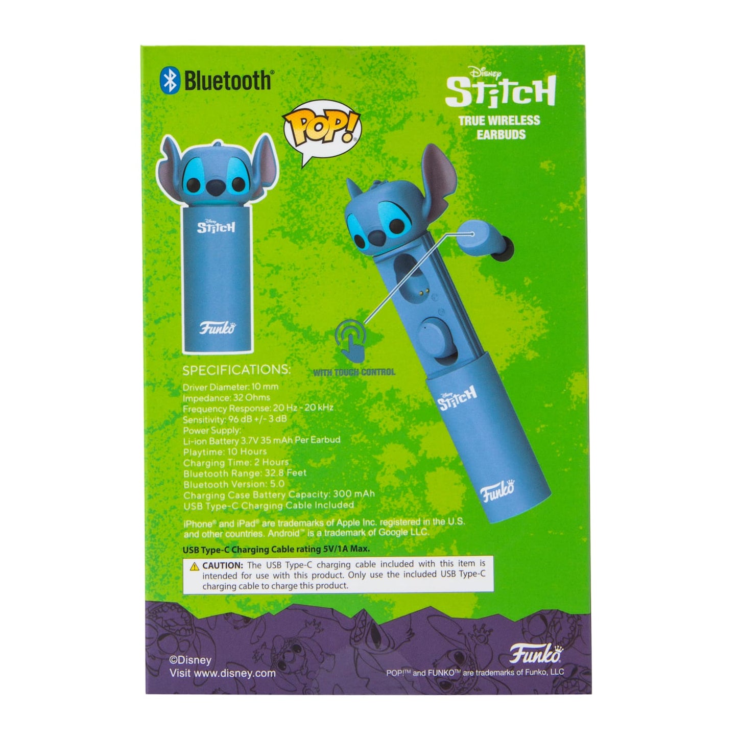 Audífonos inalámbricos earbuds Funko Estuche Recargable Stitch