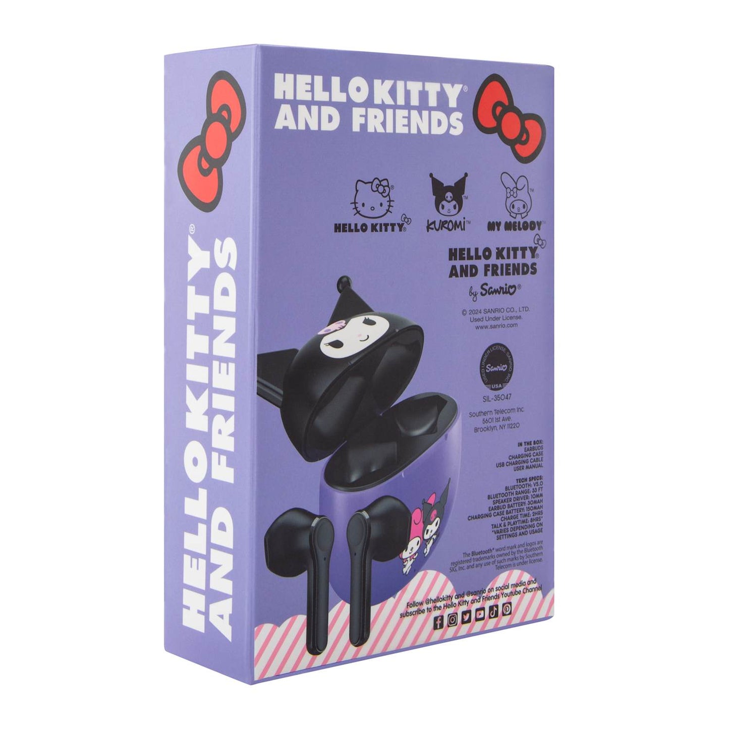 Audífonos inalámbricos Bluetooth con estuche cargador Sanrio original licencia