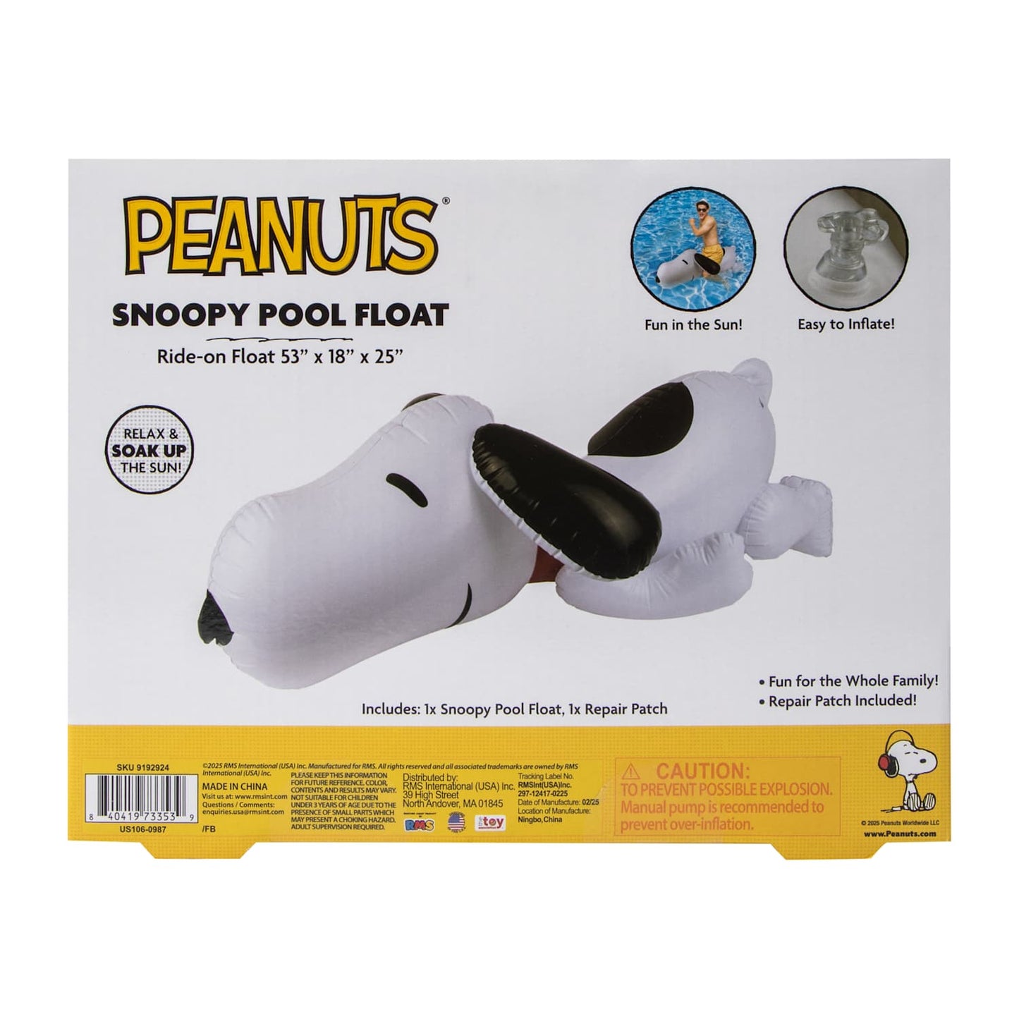 Flotador de agua Snoopy inflable