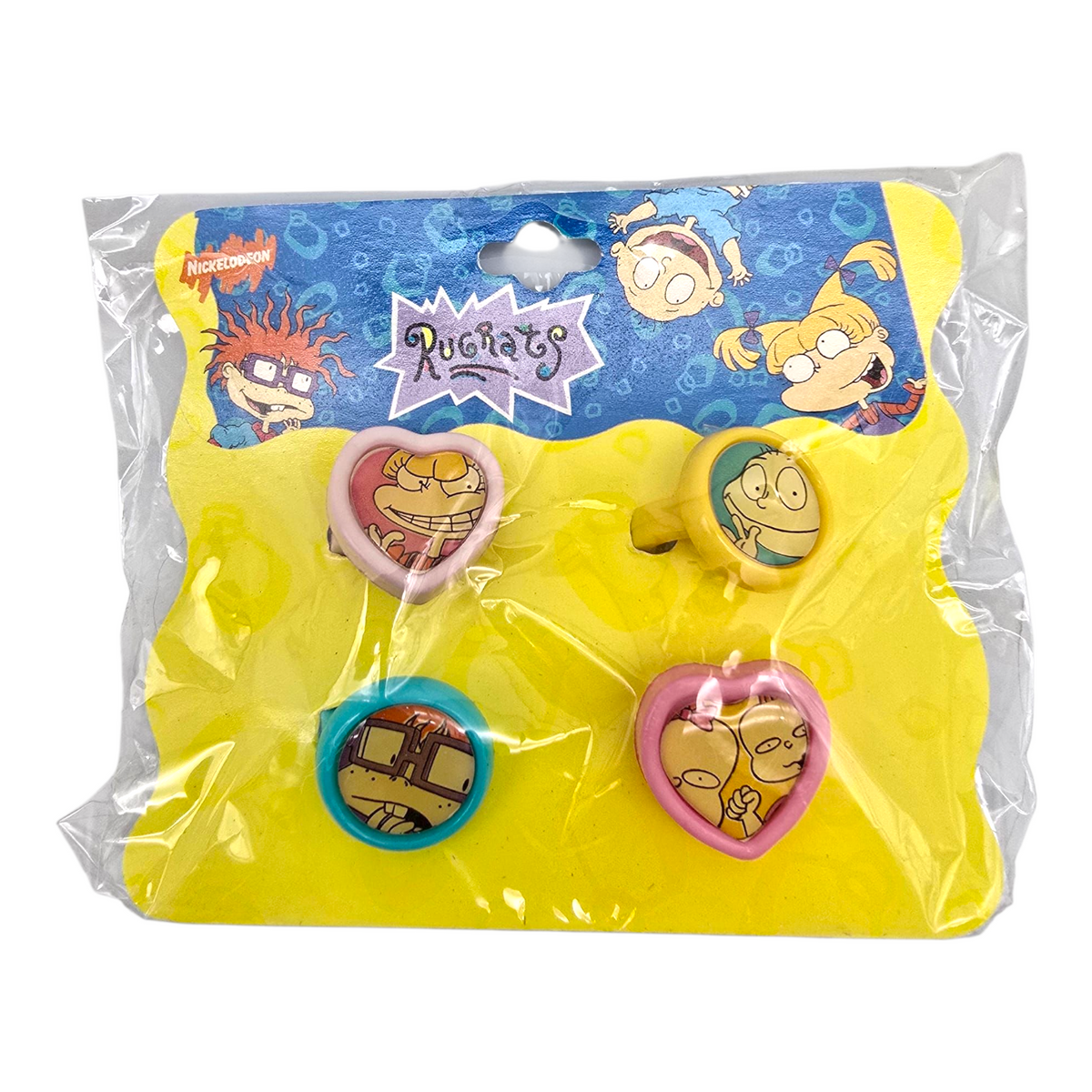 Set de Anillos de plástico Rugrats vintage Firulais Viacom año 1996 tamaño infantil ajustable