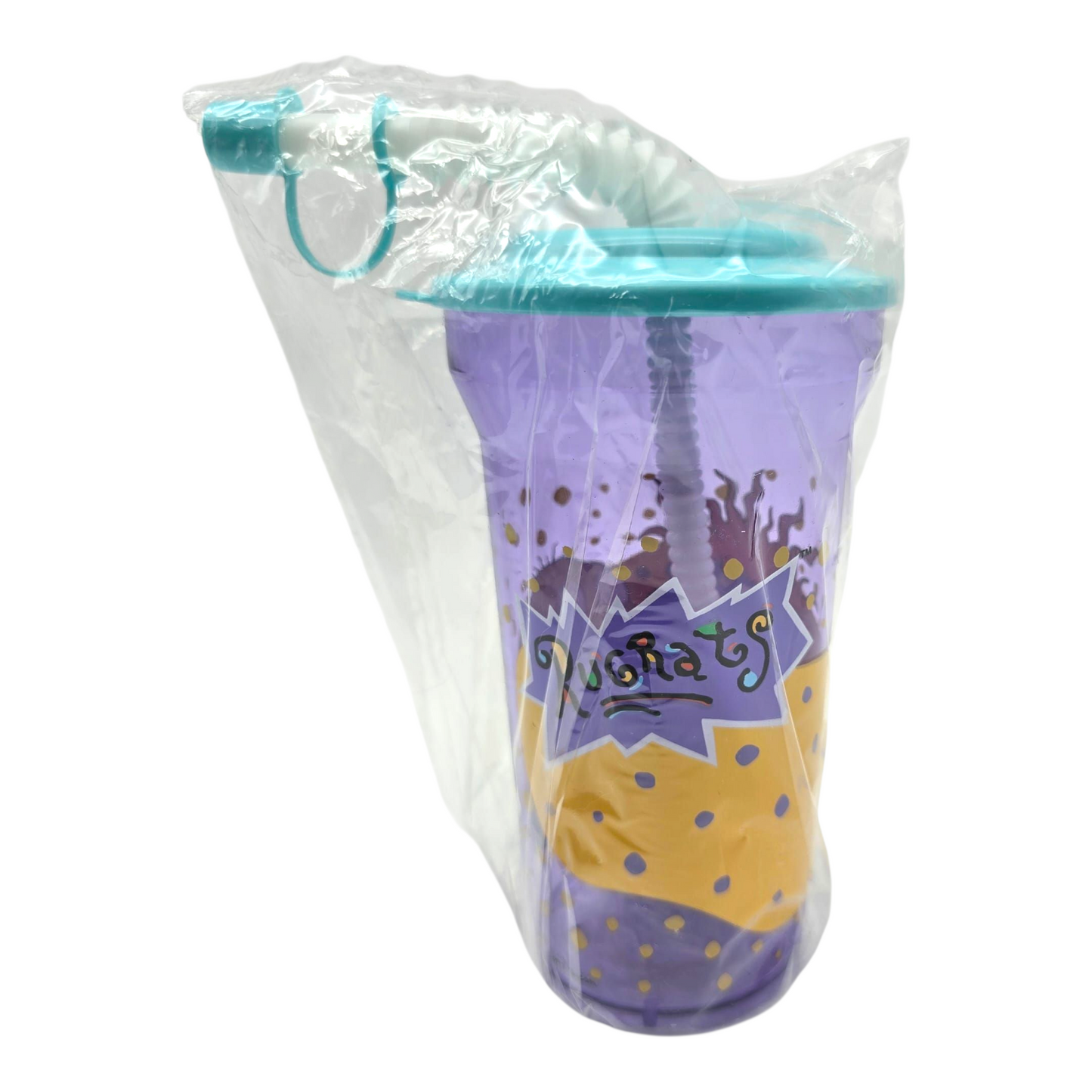 Vaso con popote Rugrats Vintage Nuevo años 1997 (el popote esta roto, ponle uno nuevo 💚)