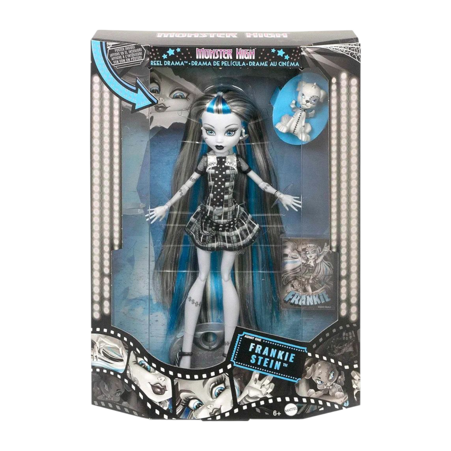 Monster high Reel drama reproduction año 2025 Frankie (ligeros detalles estéticos en caja por viaje)