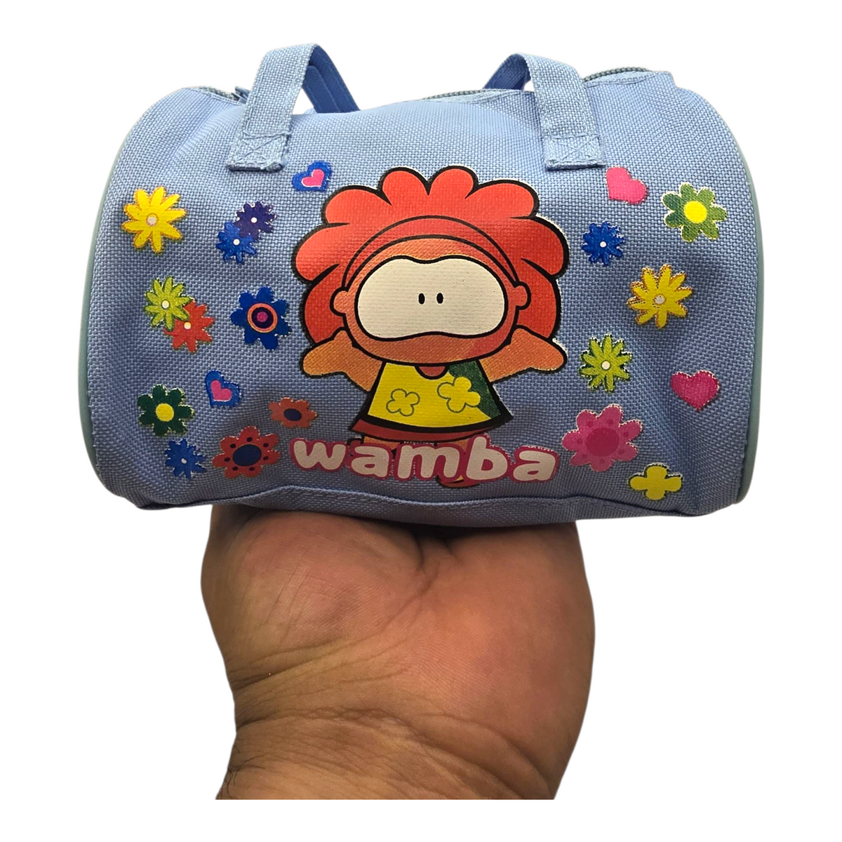 Bolsita vintage Cowco Gusanito azul genérico Wamba16x14cm aprox