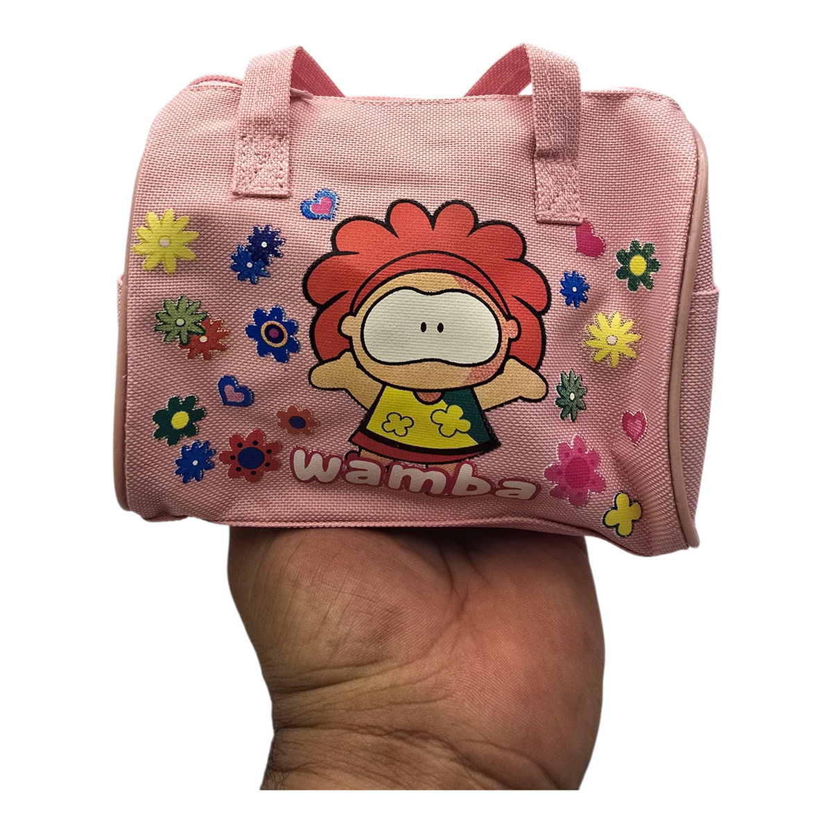 Bolsita vintage Cowco Gusanito rosa genérico Wamba 16x14cm aprox