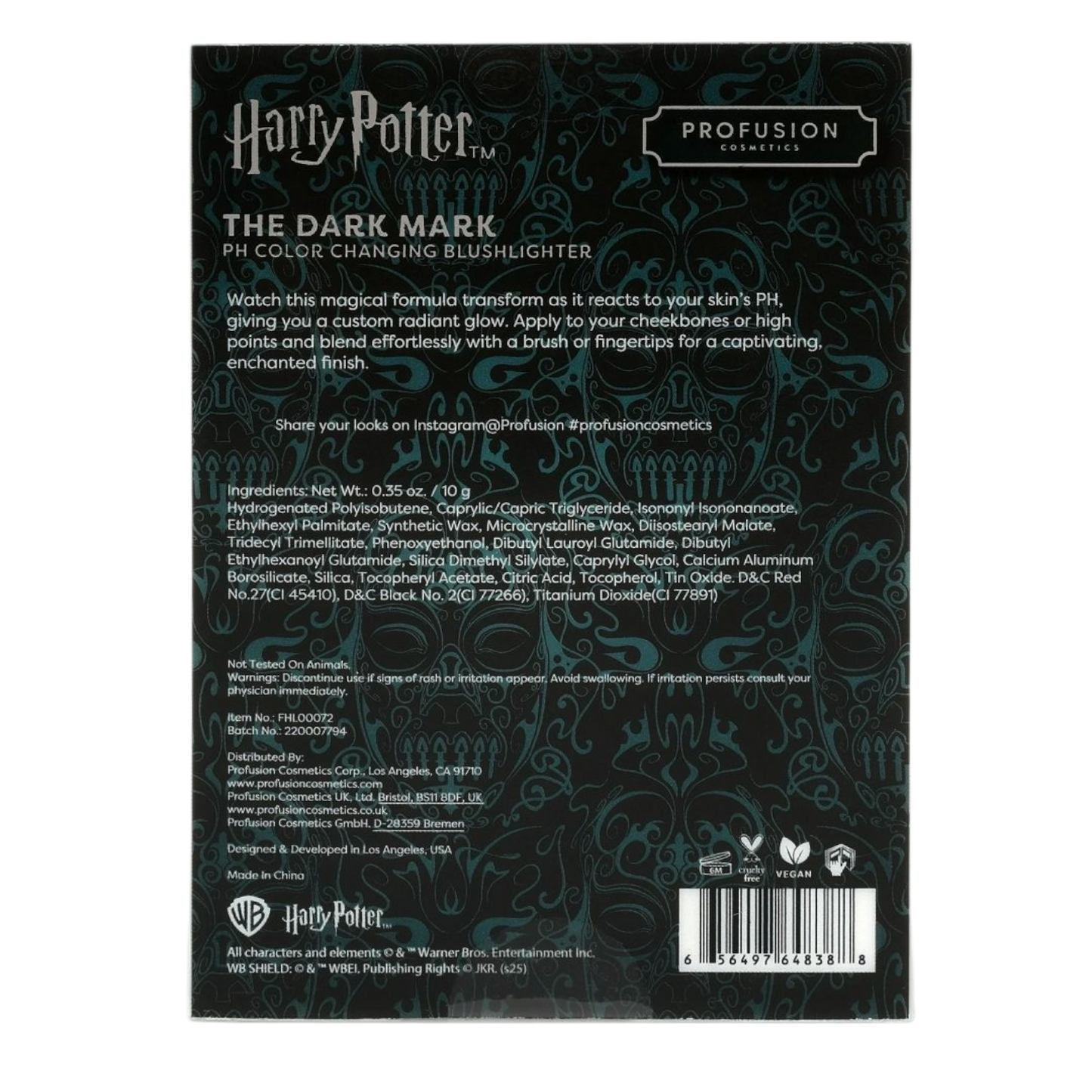 Profusion Maquillaje Harry Potter Dark arts blushlighter Cambia de color con PH