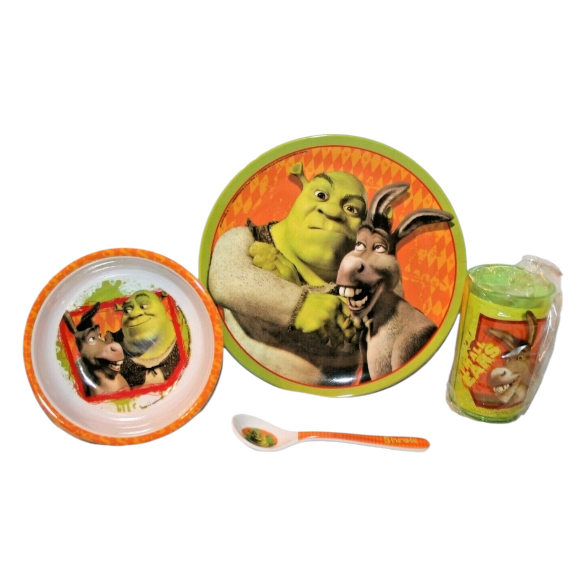 Set de plato vintage de melamina acrílicos pequeños Shrek