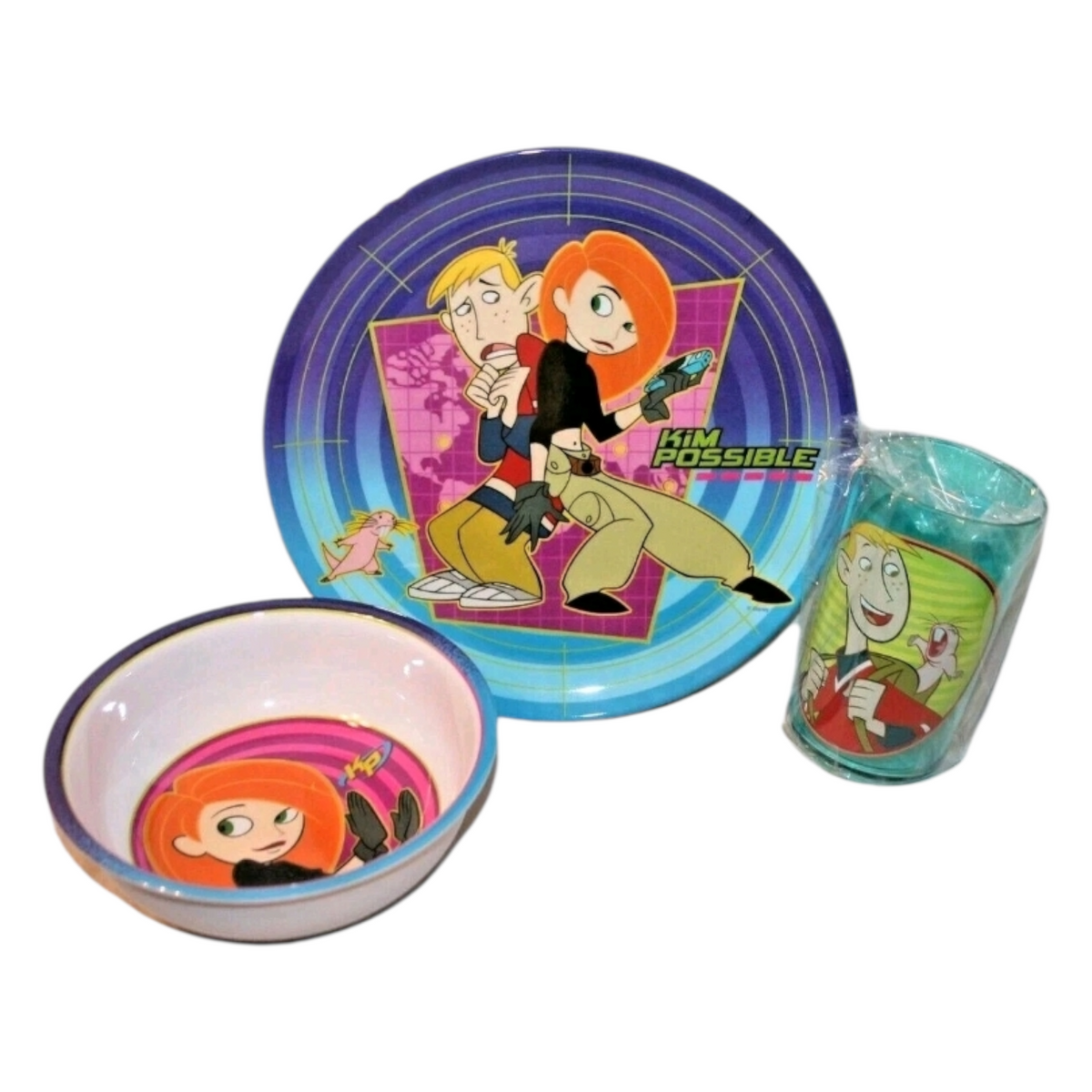 Set de platos vintage de melamina acrílicos pequeños Kim Possible Disney