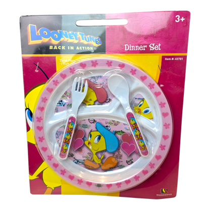 Set de plato con cubiertos acrílicos pequeños vintage Piolin Nuevas año 2001