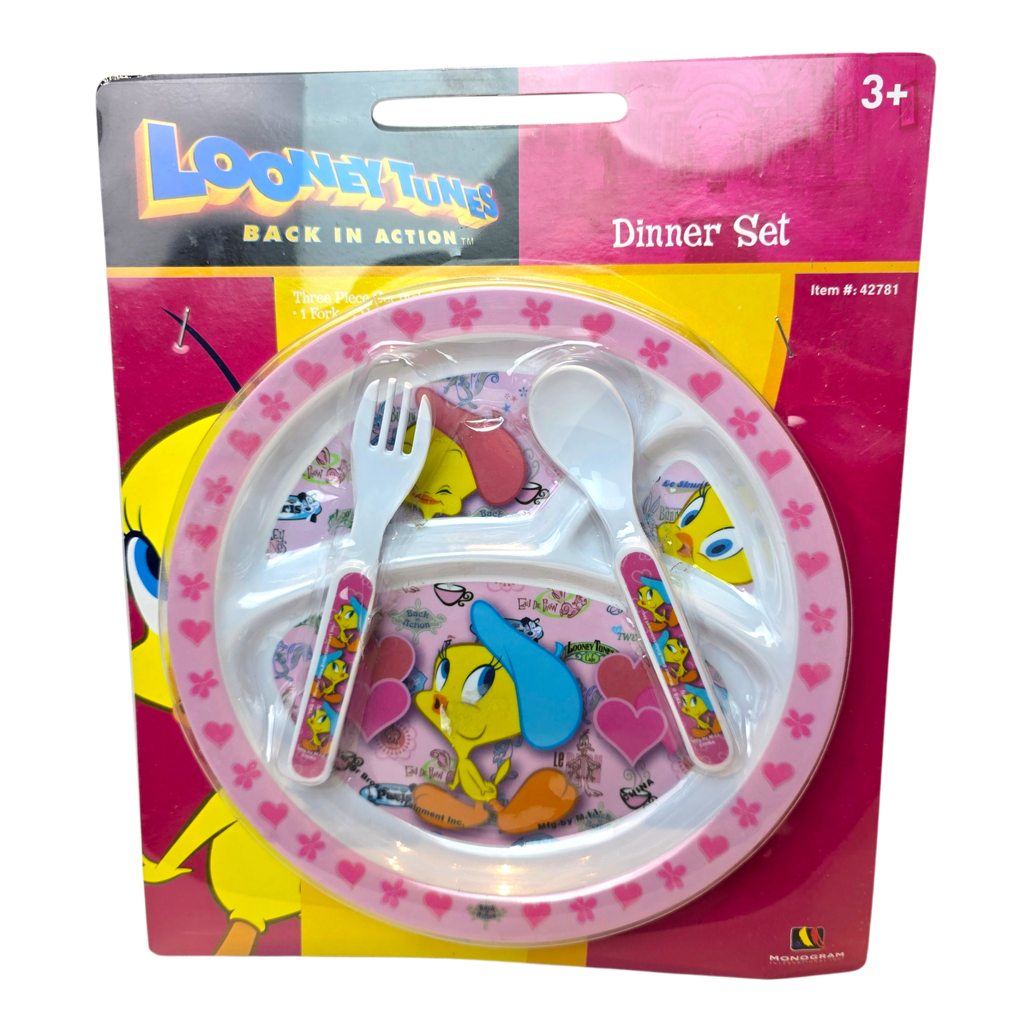 Set de platito con cubiertos acrílicos pequeños vintage Piolin Nuevas año 2001