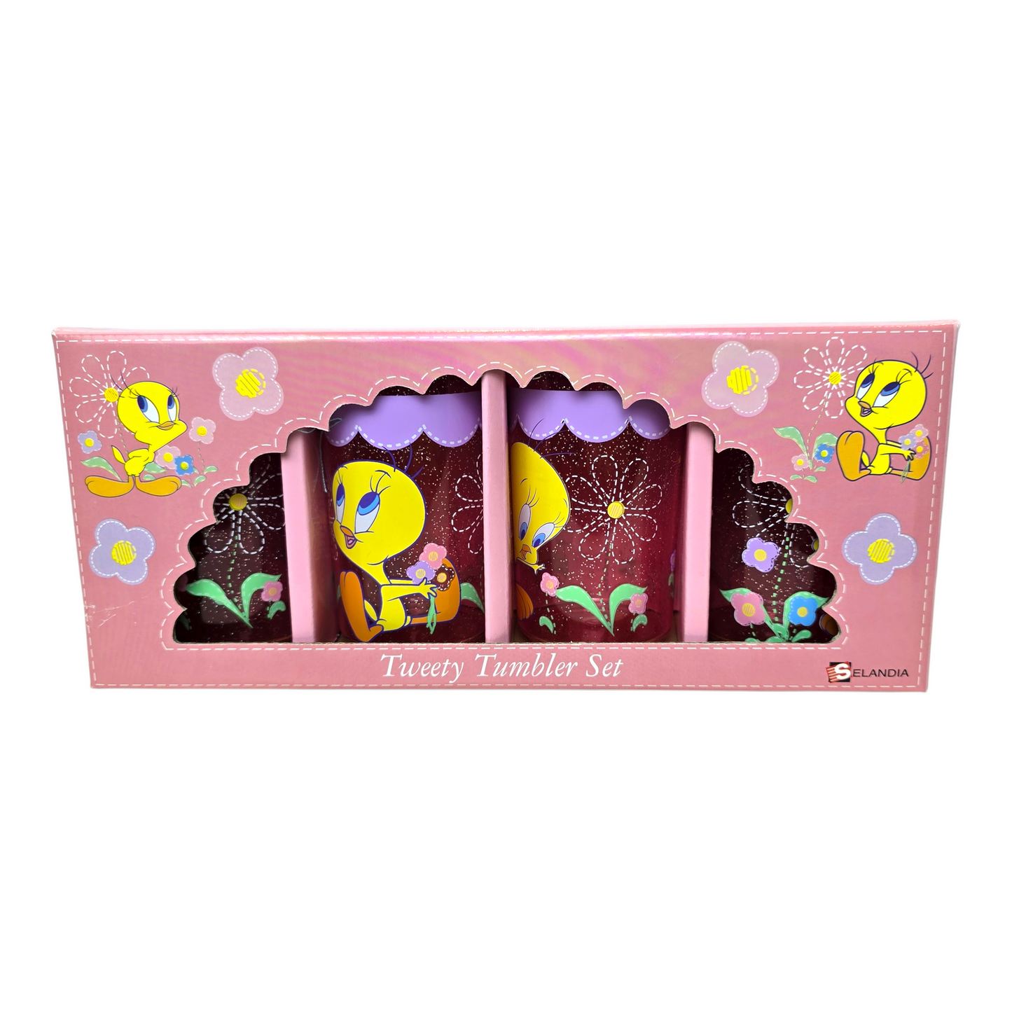 Set de 4 Vasitos acrílicos pequeños vintage Piolin Nuevos años 2000's