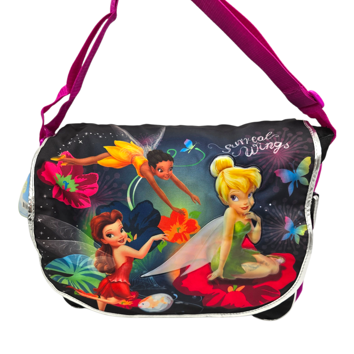 Mochila Backpack vintage Surreal wings Tinkerbell 40x35 cms aprox (manchita en pierna de Campanita) messenger bag Disney
