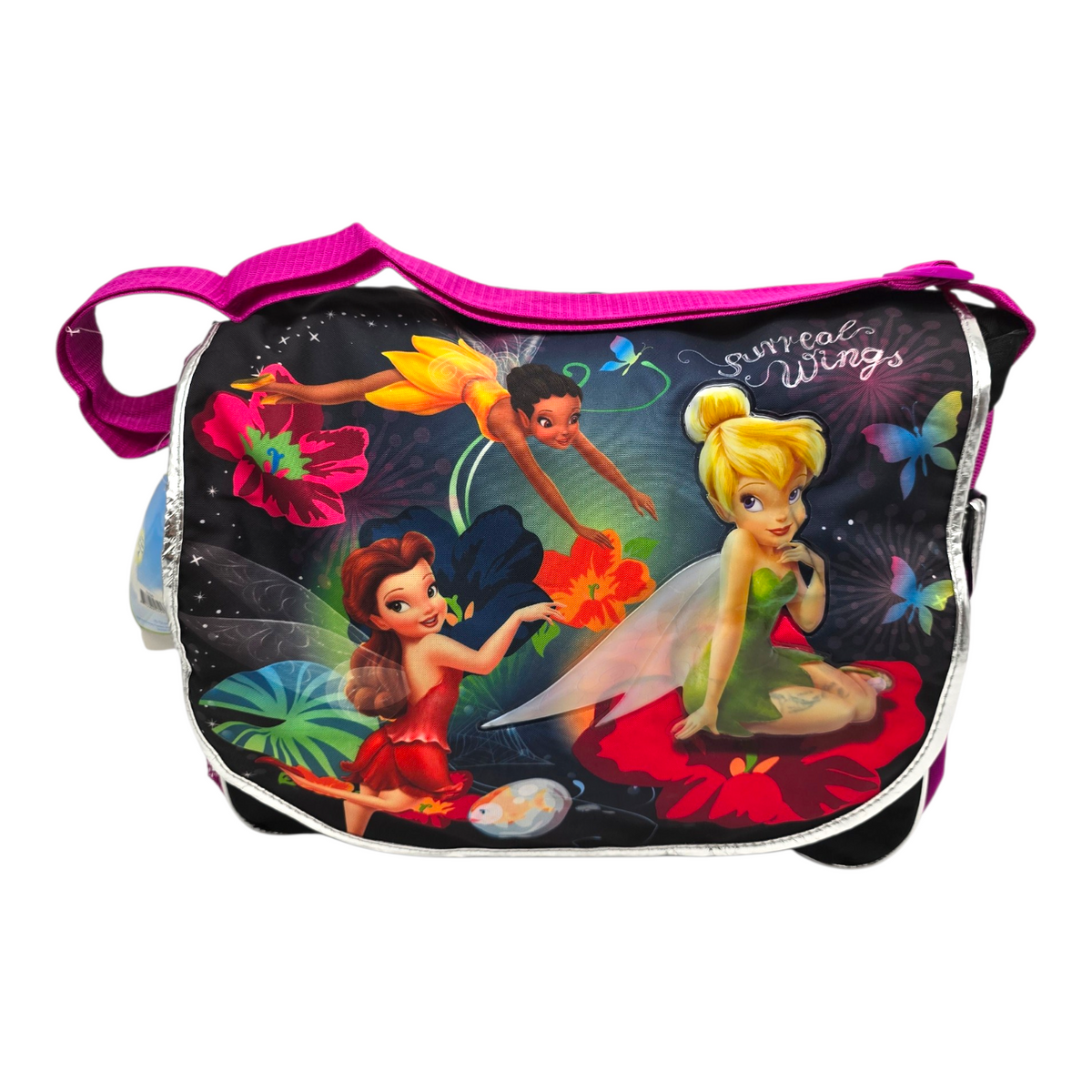 Mochila Backpack vintage Surreal wings Tinkerbell 40x35 cms aprox (manchita en pierna de Campanita) messenger bag Disney