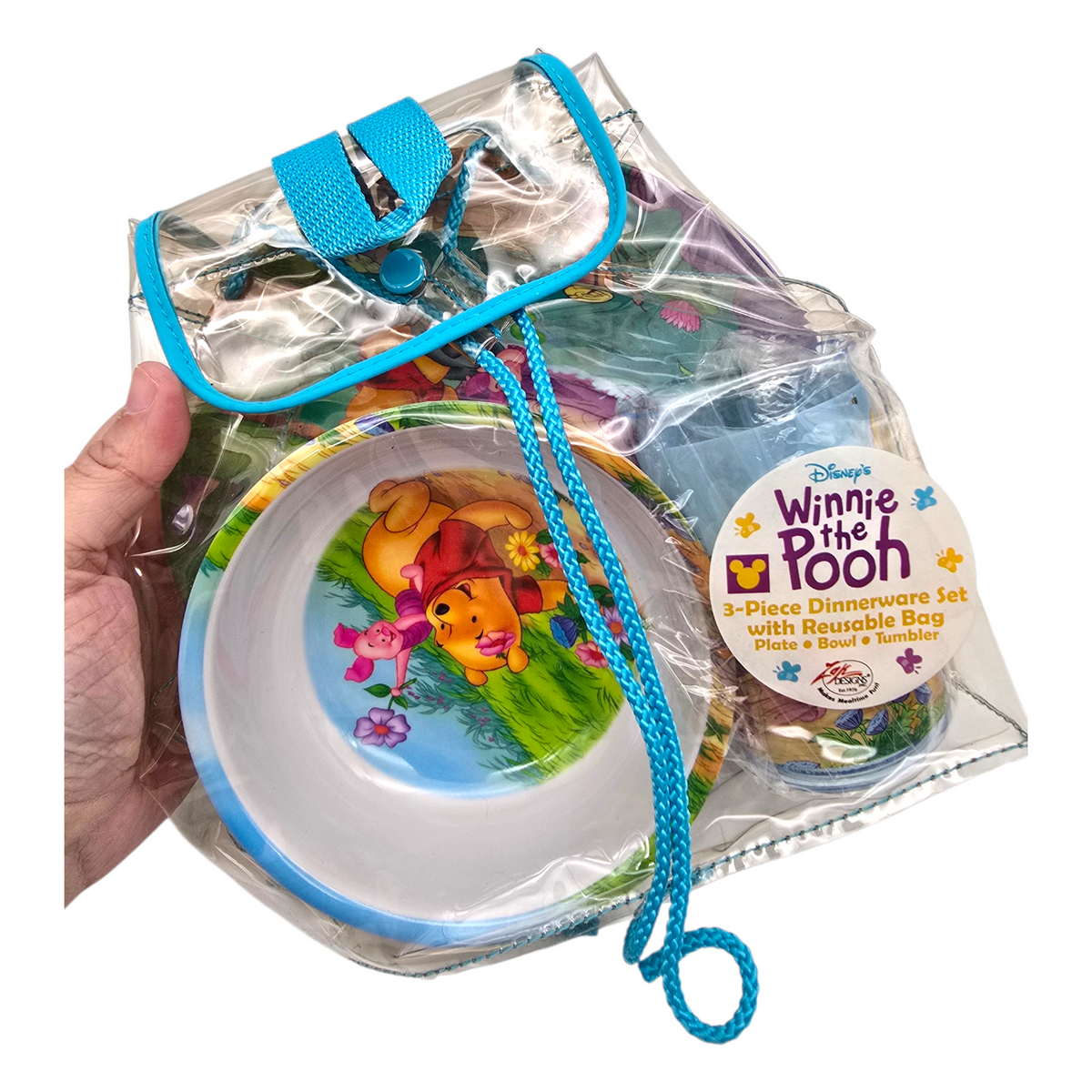 Mochilita transparente con platos de melamina Dinerware vintage Pooh 20x20 cms aprox Mochila Backpack Disney