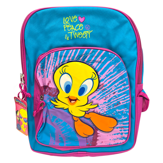 Mochila Backpack vintage Piolin azul con lonchera 38x28 cms aprox Love peace