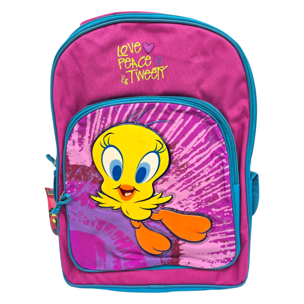 Mochila Backpack vintage Piolin Rosa con lonchera 38x28 cms aprox Love peace