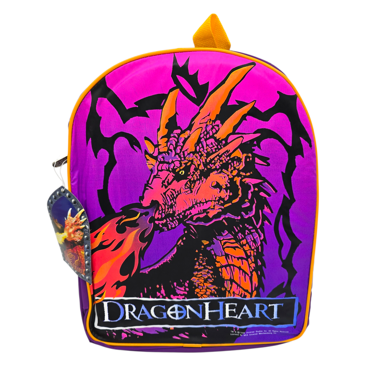 Mochila Backpack vintage Dragon Heart 38x30 cms aprox amarillo