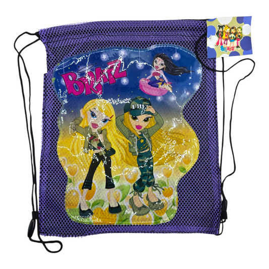 Bratz Vintage string bag bolsa tipo saco genérico 26cm x 30cm morado con negro