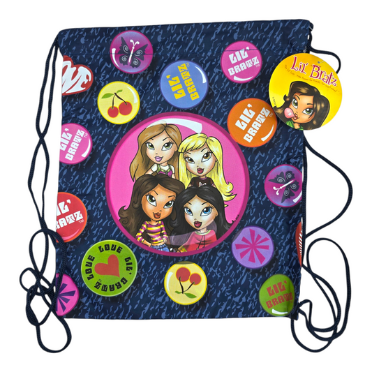 Bratz Vintage string bag bolsa tipo saco original de licencia 31cm x 28cm azul marino