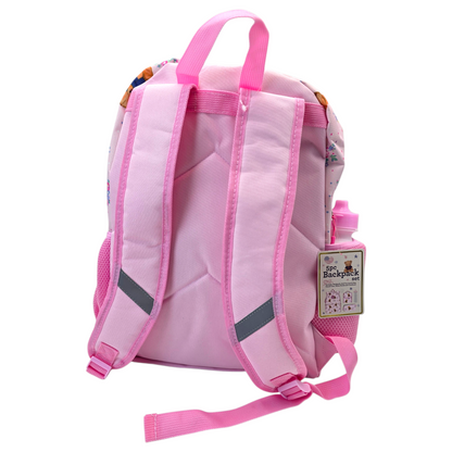 Mochila Backpack de ositos con lonchera termo y estuche rosa 43x30cm aprox
