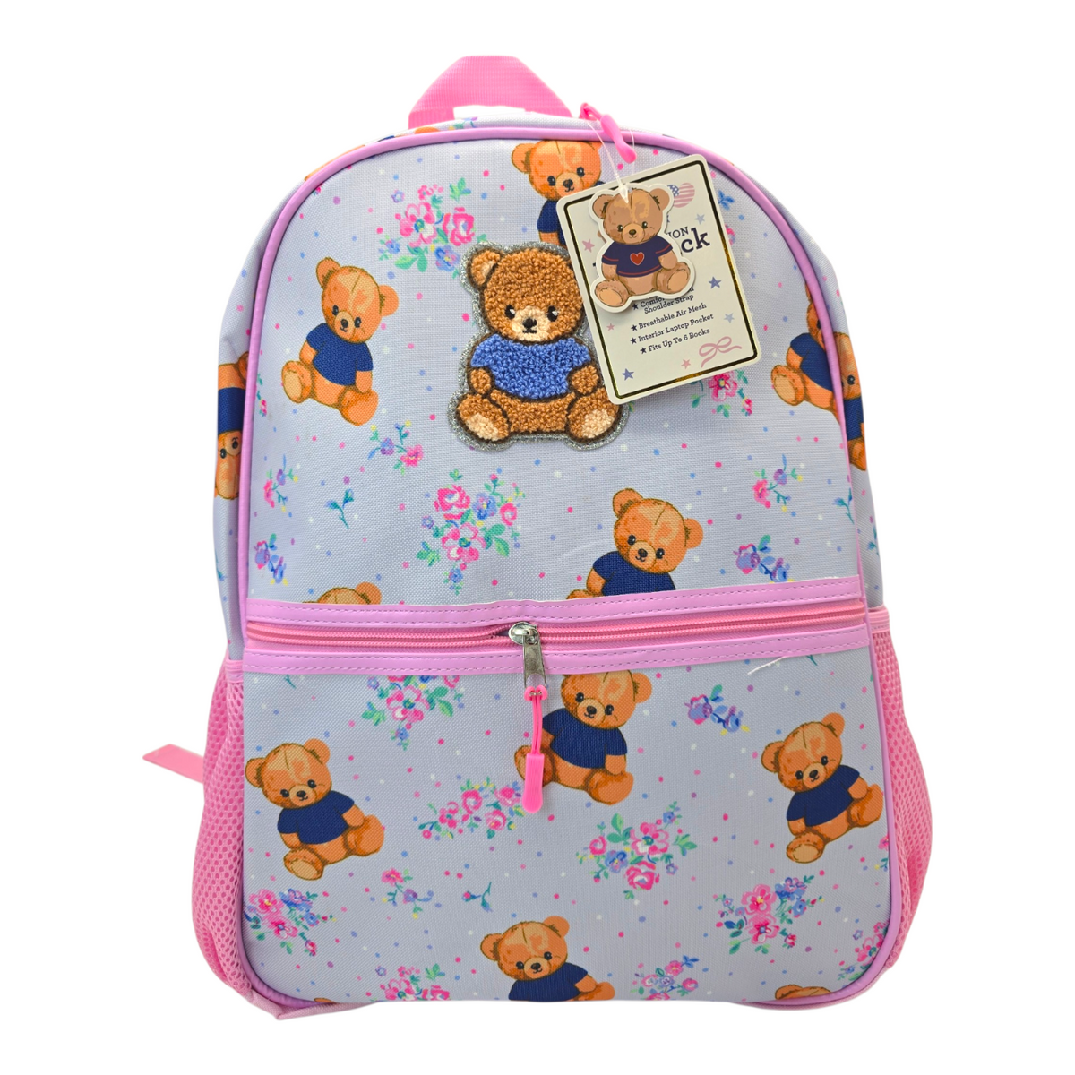 Mochila Backpack de ositos azul 42x29cm aprox