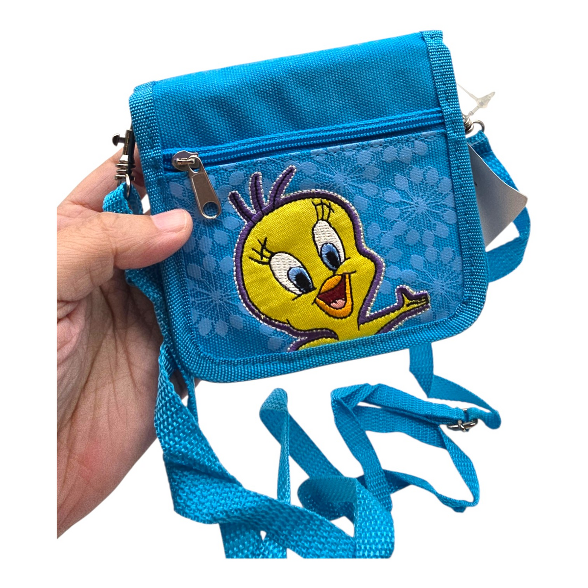 Cartera monedero vintage con asa larga para crossbody Piolín azul