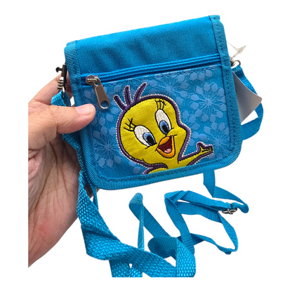 Cartera monedero vintage con asa larga para crossbody Piolín azul