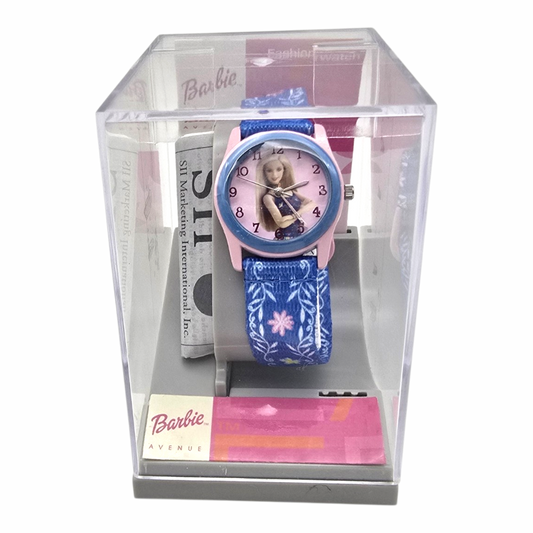 Reloj Barbie Vintage año 2002 - Original de Licencia, Caja de Metal, Correa de Tela. Necesitan batería seguramente.