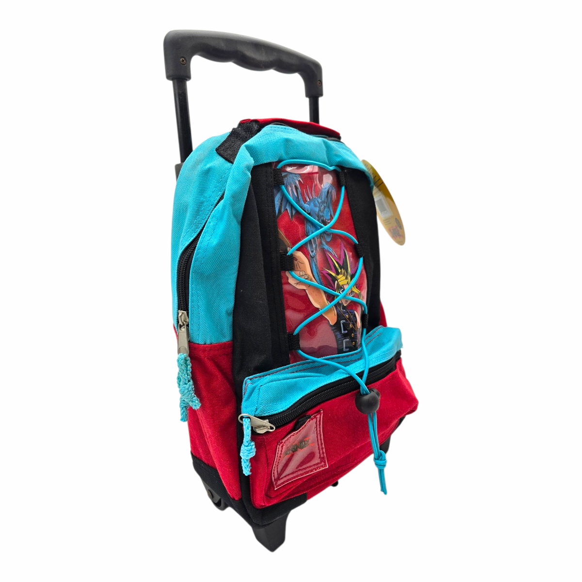 Mini Mochila Backpack vintage Yu-Gi-Oh! de carrito con termo genérico (Se está desintegrado el asa superior) 32x26 cms aprox roja