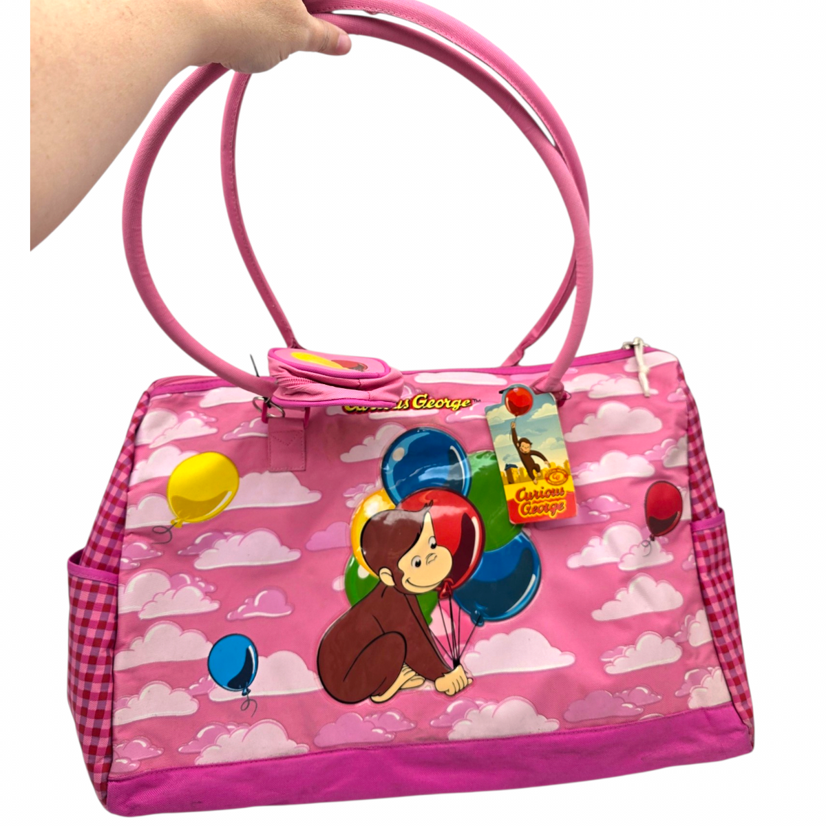 Maleta Duffle bag grande bolso vintage Curious George 50x33 cms aprox rosa