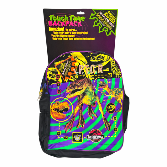 Mochila vintage Jurassic Park electrónica vinyl 40x35 cms aprox (no tiene batería, tiene muchos años)