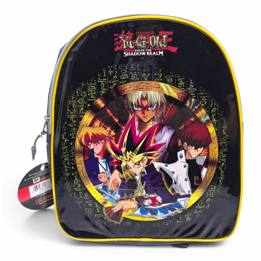 Mochila Backpack vintage Yu-Gi-Oh! Charol filo amarillo 35x30 cms aprox