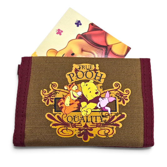 Cartera Monedero Vintage True Pooh Dorado con Guinda Disney