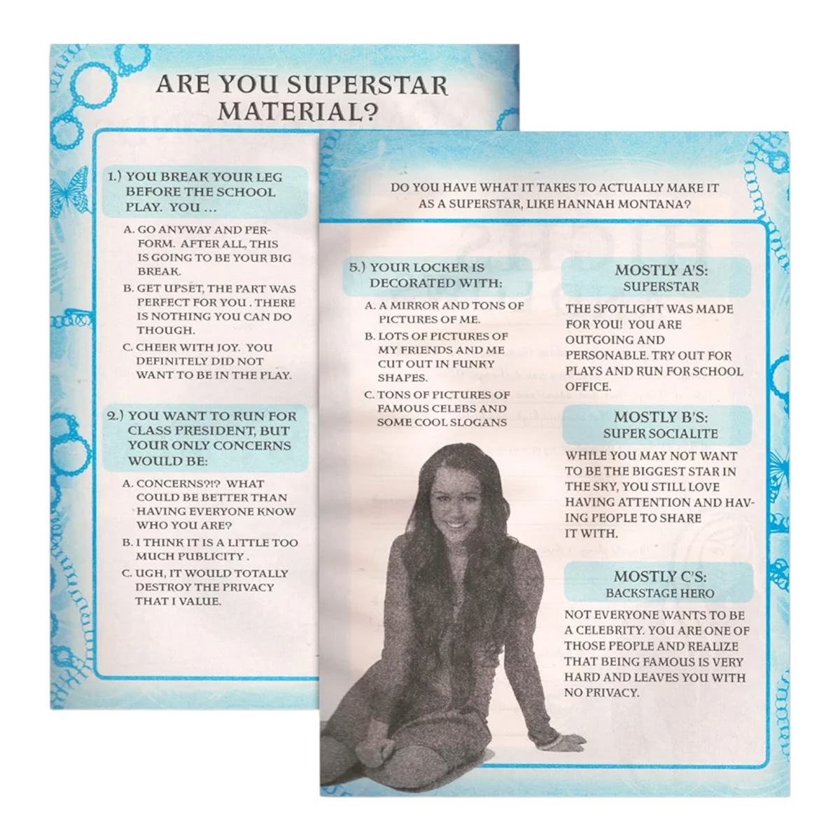 Años 2000s Hannah Montana Vintage Libro actividades año 2008 papel tipo revista azul