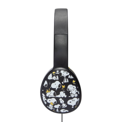 Audífonos alámbricos Snoopy Peanuts 75 aniversario Negro entrada jack 3.5mm ajustables