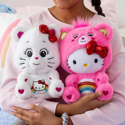 Set doble: Hello Kitty Loves Cheer Bear peluches Hello Kitty x Care Bears