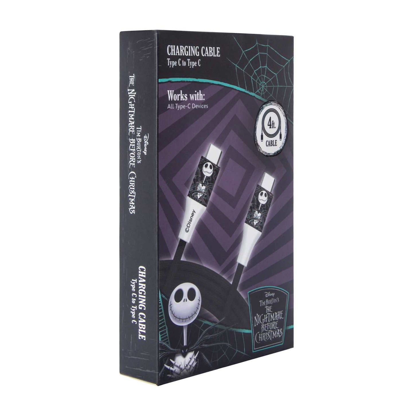Cable cargador de C a C Nightmare Before christmas 4 pies