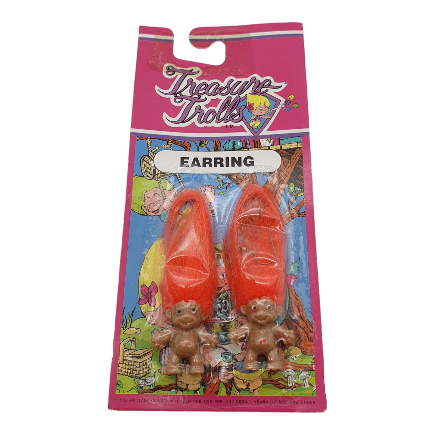 Aretes de Troll Vintage Treasure Trolls años 90s Naranja