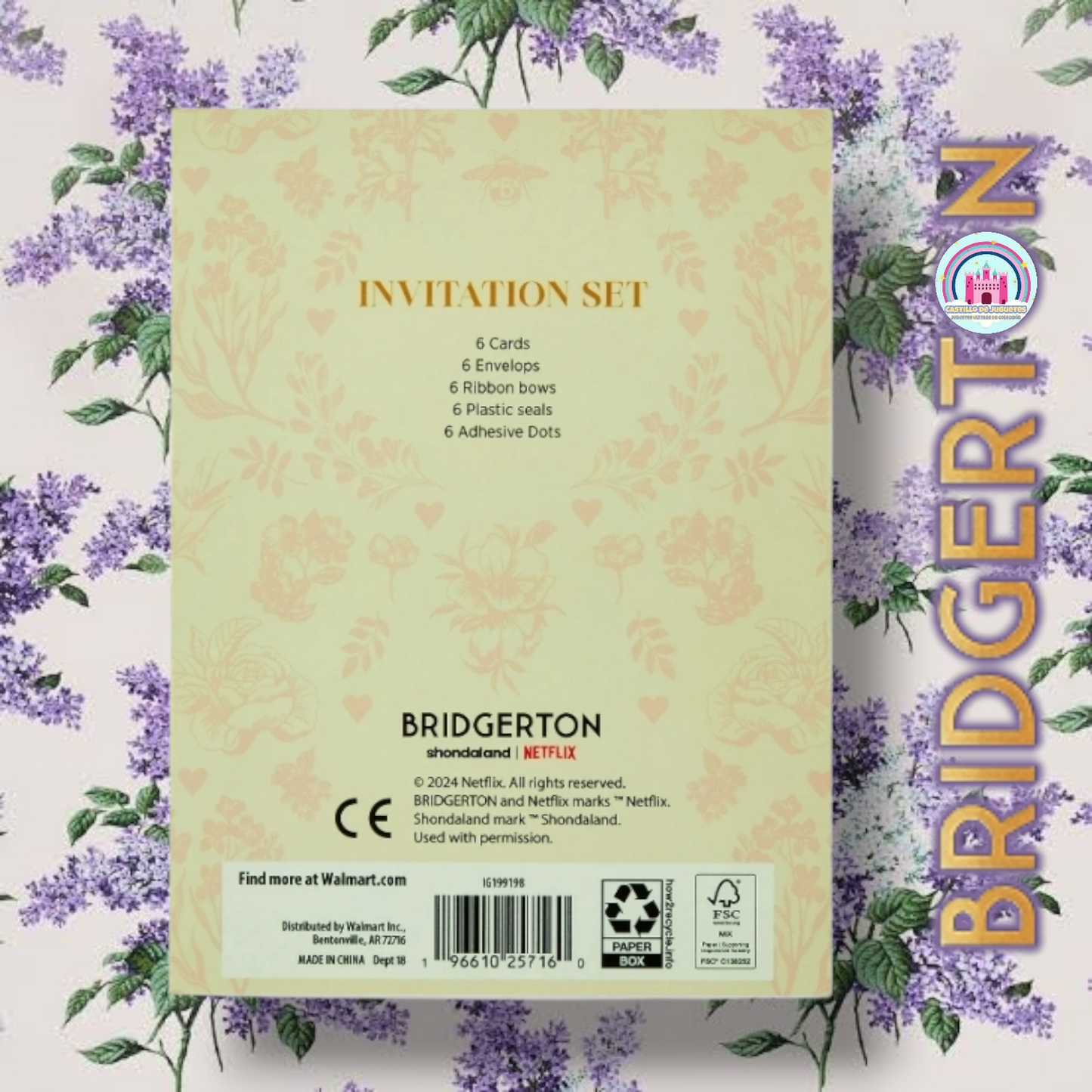 Bridgerton colección Netflix set de invitaciones (6 de cada artículo) total 30 piezas