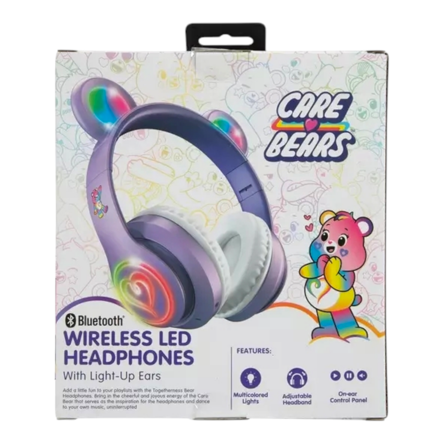 Audífonos ajustables Care bears con luz led Bluetooth, inamalmbricos, touch control para adultos y niños