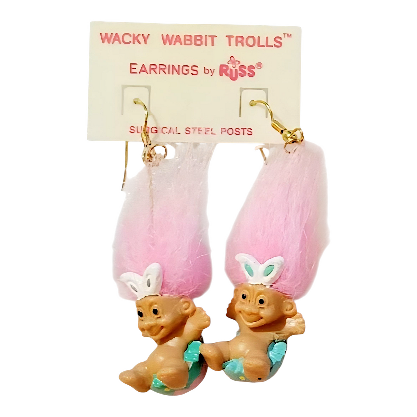 Aretes de Troll Vintage Russ Easter años 90s Rosa