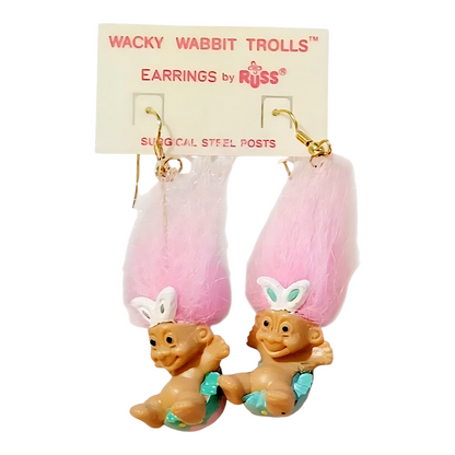 Aretes de Troll Vintage Russ Easter años 90s Rosa