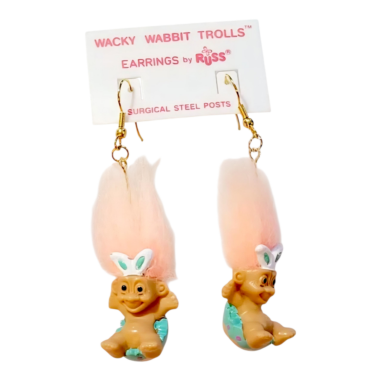 Aretes de Troll Vintage Russ Easter años 90s Durazno