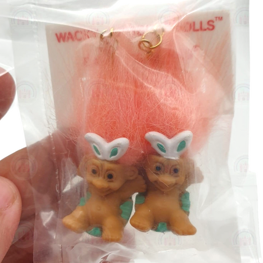Aretes de Troll Vintage Russ Easter años 90s Durazno