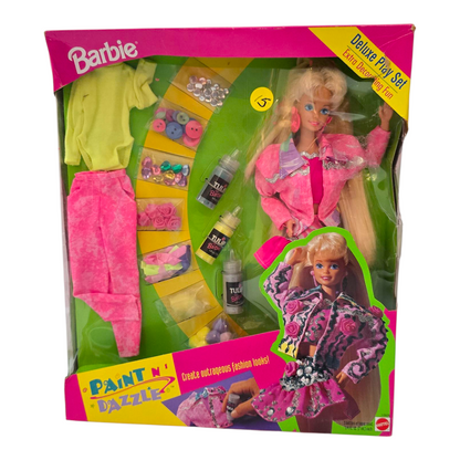 Barbie Vintage Paint n dazzle Deluxe playset (ver fotos, están un poco aplastado el acetato)