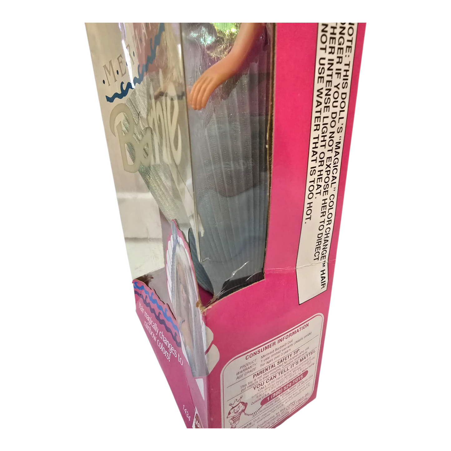 Barbie Vintage Mermaid Sirena acetato amarillento y cuarteadura