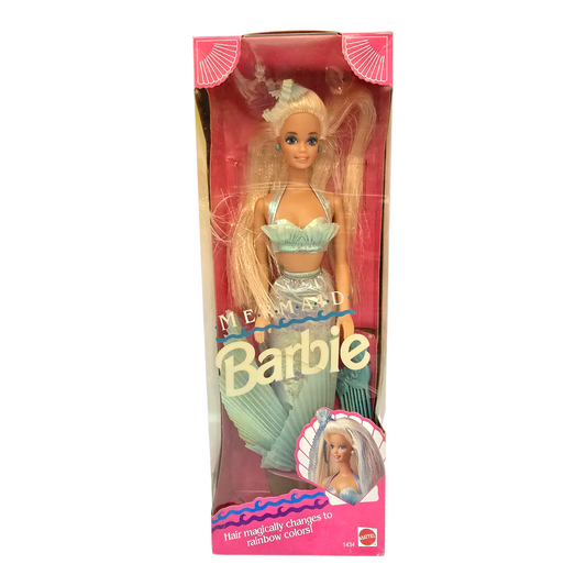 Barbie Vintage Mermaid Sirena acetato amarillento y cuarteadura
