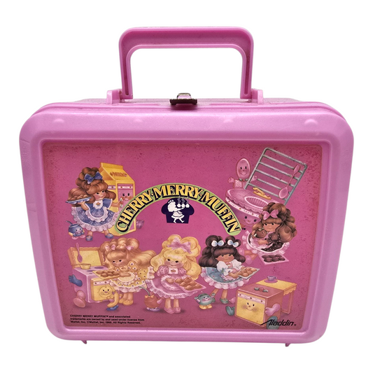 Lonchera Cajita Vintage Cherry Merry Muffin Segunda Mano. Detalles esteticos visibles, es de uso.