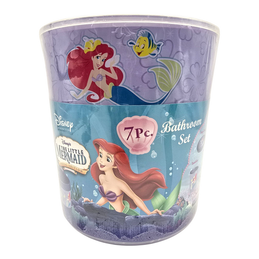 Set de juego de Baño de 7 piezas Vintage La Sirenita. Incluye bote, jabonera, esponjas, caso, Porta jabón, estuche de cepillo De dientes