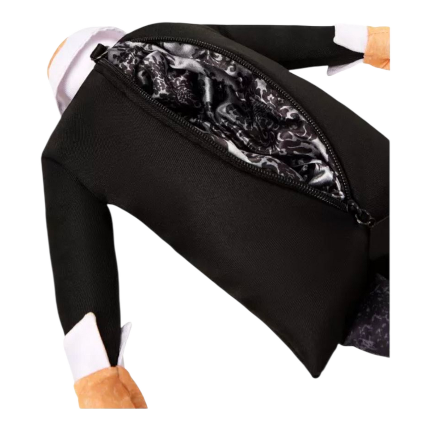 Wednesday Addams Crossbody Bolsa muñeca sin cabeza (es de peluche, le caben 2 cositas, pero mucha diversion 😅🖤)